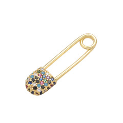 CZ7888 Thiny Rainbow Diamond Jewelry Charm Small CZ Micro Pave Safety Pin Bracelet Charms Pendants for earring making