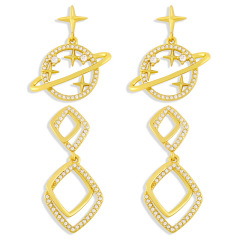 EC1747 Fashion CZ diamond Micro Pave diamond planet charm drop earrings