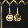 EC1730 Smiley Jewelry Earring Collection Gold plated CZ Diamond Pave Smile Face Smiley Dangle Charm Huggie Earrings