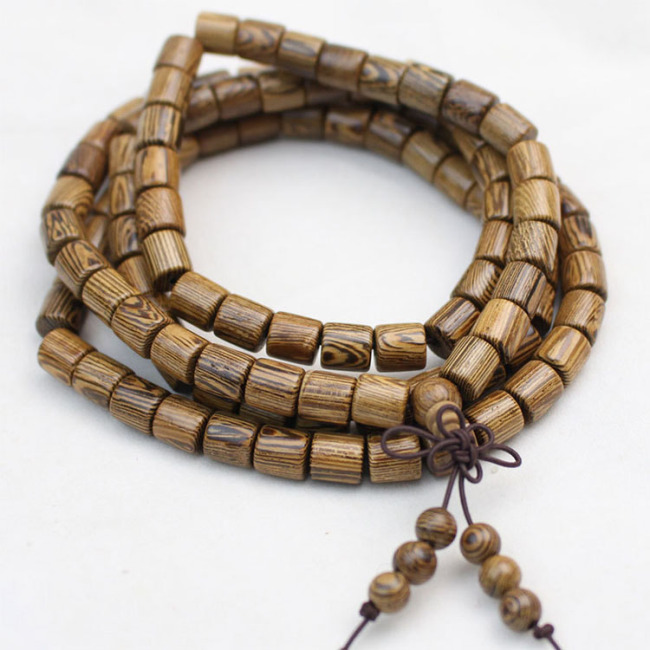 SB0710 African Senna Siamea Wood Prayer Buddha Mala Meditation Beads