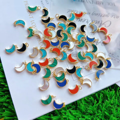 JF7340 Dainty Mini 18k Gold Plated Gemstone Stone Star Moon Crescent Charm Pendants