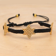 BG1090 Chic Loom Miyuki Seed Beads Bracelet Gold Star Adjustable Amulet Charm Bracelet