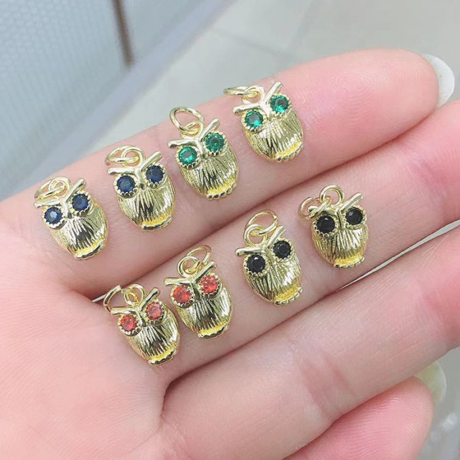 CZ8303 Dainty Tiny Mini Small CZ Diamond Leo Leopard Sea Horse  Owl Fox Animal Charm Pendants