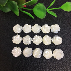 SP4102 Half drilled MOP shell carved rose flower cabochon beads,white mother of pearl flower beads