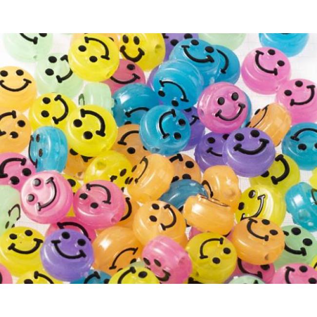 GP0948 Popular White  Flat plastic acrylic 10mm 500g Rainbow Enamel Smile Face Smiley round disc beads for jewelry DIY