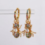 EC1477 Womans Fashion Boho Style CZ HUggie Earrings, Women's CZ Micro Ant Animal Charm Hoop Earring