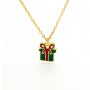 NM1221 New Party Favors Xmas Gift 18K Gold Plated CZ Micro Pave Enamel Christmas Tree Santa Chain Necklace