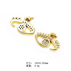 CZ8292 wholesale tiny CZ brass charm evil eyes & crown, jewelry findings copper circle pendant for women's necklace