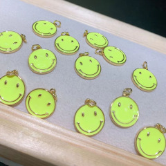 JS1530 Gold Plated Enamel Neon Smiley Smile Face Charm Pendants for Bracelet Necklace Earring Making Supplies