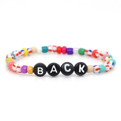 BG1106 Cheap Delicate Multi Colored Rainbow Tiny Seed Beaded Words Love Elastic Friendship Girls Stacking Bracelets