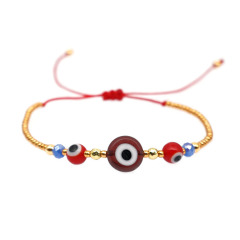 BM1021 Trendy Jewelry Evil Eyes Charm Macrame Tassels Bracelets,Brass&Glasses&Glaze bead handmade women bracelet