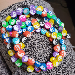 CC1883 Colorful Clay Jewelry Supplies Rainbow Polymer Clay Yin Yang Zen Jewelry Supplies Spacer Beads