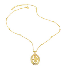 NZ1314 18K Gold CZ Micro Pave Blessed Mother Virgin Mary Saint Jude Satellite Ball Chain Necklace Gold Women Jewelry