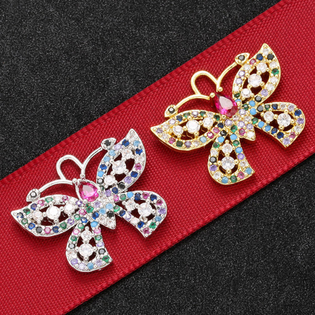 CZ8095 Chic CZ Butterfly Charm,Tiny Minimal Zircon Cubic Zirconia Butterfly Charm Pendant