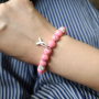 BR0502 Custom Polymer Clay Heishi Disc Beaded Bracelet with charm Stone Beads Beaded Breast Cancer Awareness Bracelet