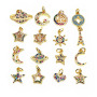 CZ7946 Dainty Mini Small Multicolor Cubic Zirconia Heart Charm,Tiny Rainbow CZ Planet Star Moon Celestial Charm