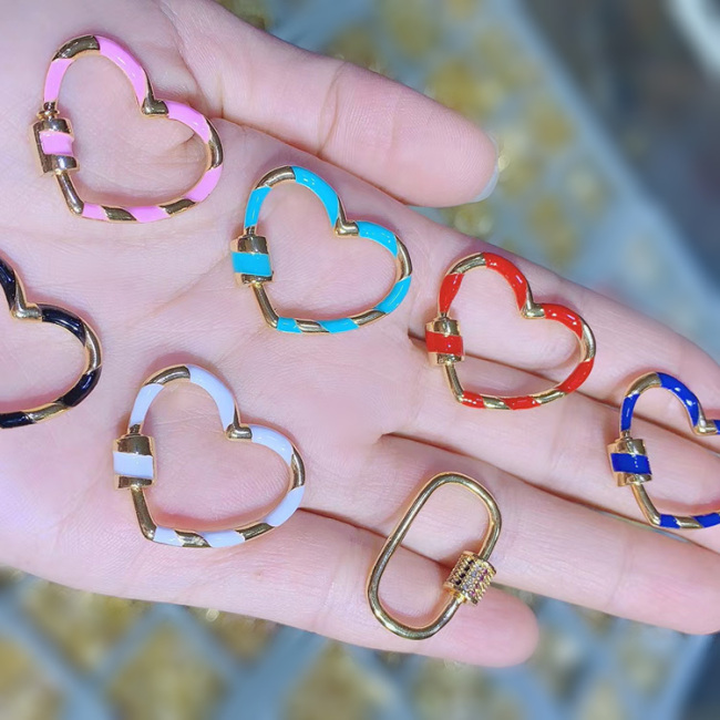 CZ7852 Popular Chic Enameled Jewelry Charm Pendant New Enamel Heart Star Butterfly shape Screw Clasps Locks