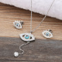 S11068 Fashion Protection Spiritual Jewelry Sets 18K Gold Plated Crystal Pave Evil Eyes Pendant Chain Necklace Jewelry sets