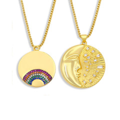 NZ1245 Fashion Jewelry Gold Plated Enamel Rainbow Crescent Moon Pendant Chain Necklace ,Valentine's Day Gift For Lover Mom