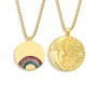 NZ1245 Fashion Jewelry Gold Plated Enamel Rainbow Crescent Moon Pendant Chain Necklace ,Valentine's Day Gift For Lover Mom