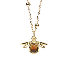 NM1257  Fashion Small Cute 18k Gold Crystal Bee Insect Charm Pendant Necklace for Women