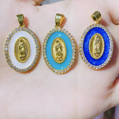 CZ8473 18k Gold Plated White CZ Micro Enamel virgen de guadalupe Pendants Virgin of Guadalupe Our lady of Guadalupe PENDANTS CZ8473 18k Gold Plated White CZ Micro Enamel virgen de guadalupe Pendants Virgin of Guadalupe Our lady of Guadalupe PENDANTS