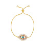 BC1244 Chic Diamond CZ Micro Pave Bar Eye Charm with Adjustable Chain Bracelet