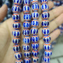 CC1891 Hand Painted Ceramic Drum Beads,Chinoiserie China Beads Vintage African Trade Blue White Porcelain Chevron Beads ,