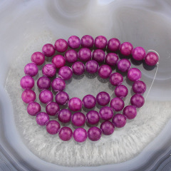 YJ1125-5 Fuchsia round Purple Gemstone Jade Beads