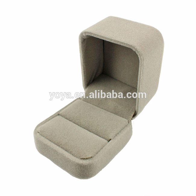 BP1022 Handmade Pink Velvet Ring Display Box,Grey Pink Velvet Jewelry Packaging Gift Box With High Quality