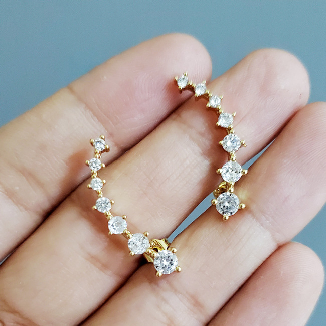 EC1425 Popular Dainty Gold Plated Diamond CZ Micro Pave Crawler Stud Earrings