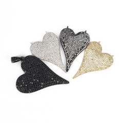 CZ8505 Large Big 18k Gold CZ Micro Pave Jewelry Supplies18k Gold CZ Paved Jumbo Elongated Love Heart Charm Pendants CZ8505 Large Big 18k Gold CZ Micro Pave Jewelry Supplies18k Gold CZ Paved Jumbo Elongated Love Heart Charm Pendants