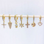 EC1612 Dainty Chic Mini Gold Plated Clear CZ micro pave heart boy girl child huggie earring,Cubic zirconia zircon huggie earring