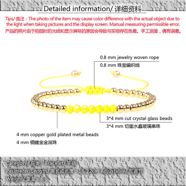 BM1019 New Metal Ball Beads & Cut Crystal Glass Beads Bracelet ,Gold Plated Copper Ball Beads Bracelet For Jewelry Rope