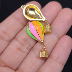 JS1580 Gold Plated Enamel Rainbow Colorful Balloon Pendant, Hot Air Balloon Pendants