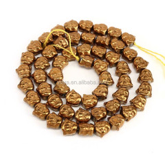 HB3113 2017 Rainbow gold plated hematite laughing buddha head shape beads,Yoga buddha head charm beads in bulk