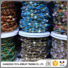 BCL1150 Hot sale 4mm agate beaded prayer chains,stone round bead wire wrapped rosary chains
