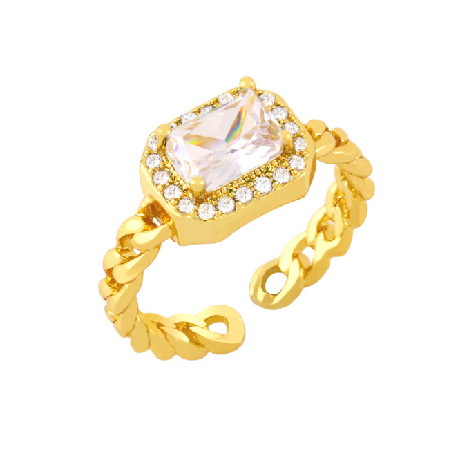 RM1226 personalized Geometric  rectangle color stone gemstone  CZ diamond micro pave Rings gifts for women