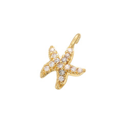 CZ7870 Mini Gold Rainbow CZ Micro Pave Starfish Charm Pendants