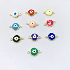 JS1619  Hot sale enamel rainbow multicolor evil eyes charm connector for bracelet necklace jewelry making
