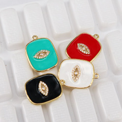 CZ7982 Chic Enamel Blue Red White Black CZ Micro pave Star Moon Eye Rectangle Pendants