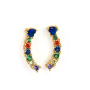 EC1183 Rainbow Dainty Gold Minimalist hoop earring Cubic Zirconia Pave Earrings for Women, Mini Rainbow CZ Huggie Hoop Earrings