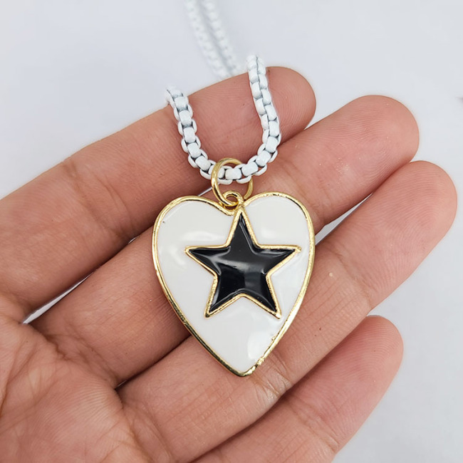 NM1185 Fashion 18k gold plated brass multi colored enamel star heart charms Pendant Necklaces