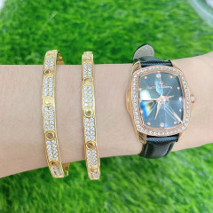 BC2035 Fashion 18K Gold Plated Brass Bracelet Zircon CZ Micro Pave Belt Buckle Link Chain Hand Cuff Chain Bangle Bracelets