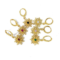 EC1810 Fashion Dainty 18K Gold Multicolor Women Zircon CZ Snowflake Huggies Holiday Earring For Ladies
