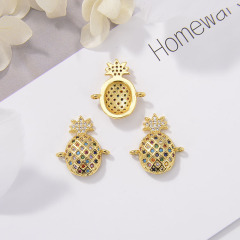 CZ8171 Colorful Brass Micro Pave Cubic Zirconia Fruit Pineapple Charms For Jewelry Findings Connector