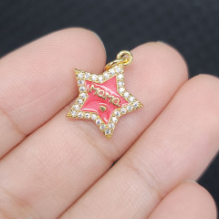CZ8396 Gold Plated CZ diamond pave enamel heart mom charms Pendant