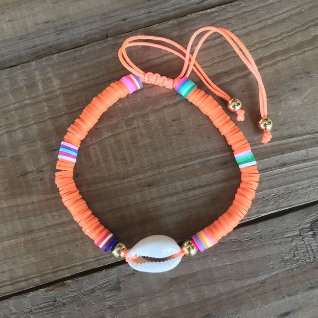 BP1006 Trial Beach Jewelry Bohemian African Vinyl Discs Polymer Clay Disc Heishi Beads Cowrie Shell Macrame Bracelets