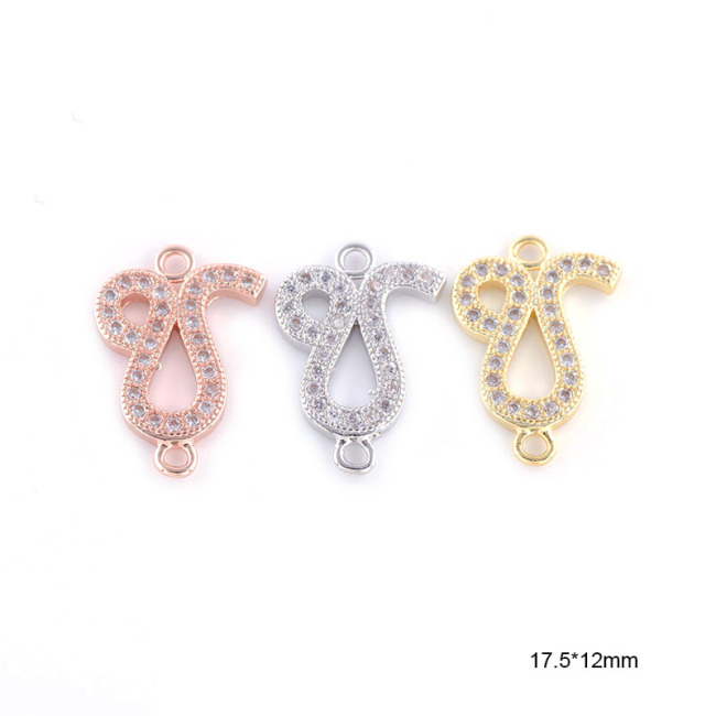 CZ8103 Mini CZ Micro Pave horoscope charm,tiny zodiac astrology charm connector for bracelet making birthday gift