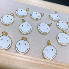 JS1530 Gold Plated Enamel Neon Smiley Smile Face Charm Pendants for Bracelet Necklace Earring Making Supplies
